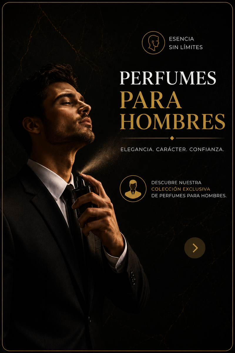 Hombre con traje aplicando perfume